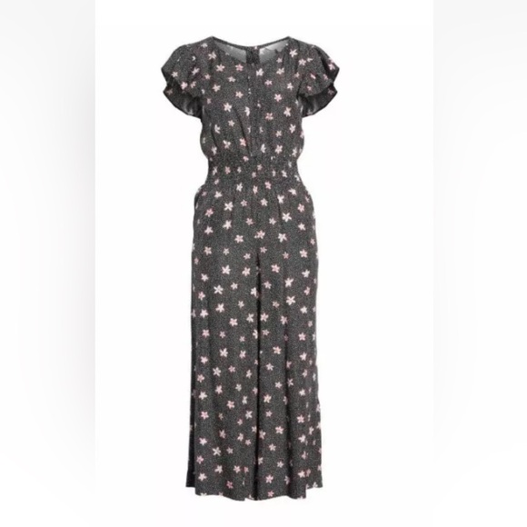 REBECCA TAYLOR NWOT Maui Floral Jumpsuit in Black Combo - Picture 4 of 8